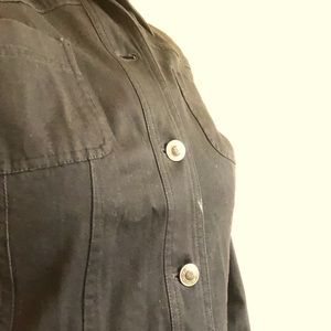 Black denim jacket.